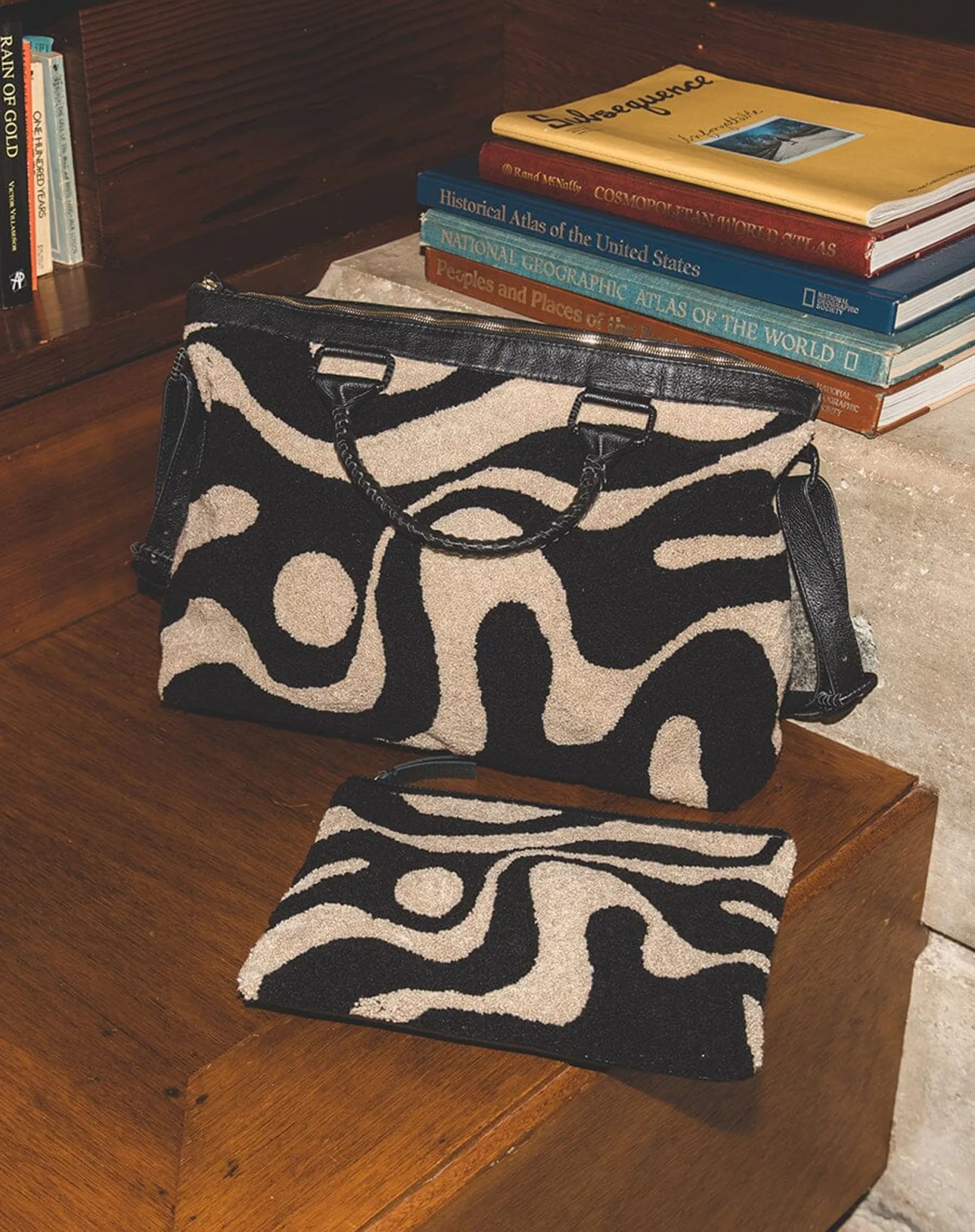 Cleobella Handbags-Abstract Yin-Yang Clutchmulti