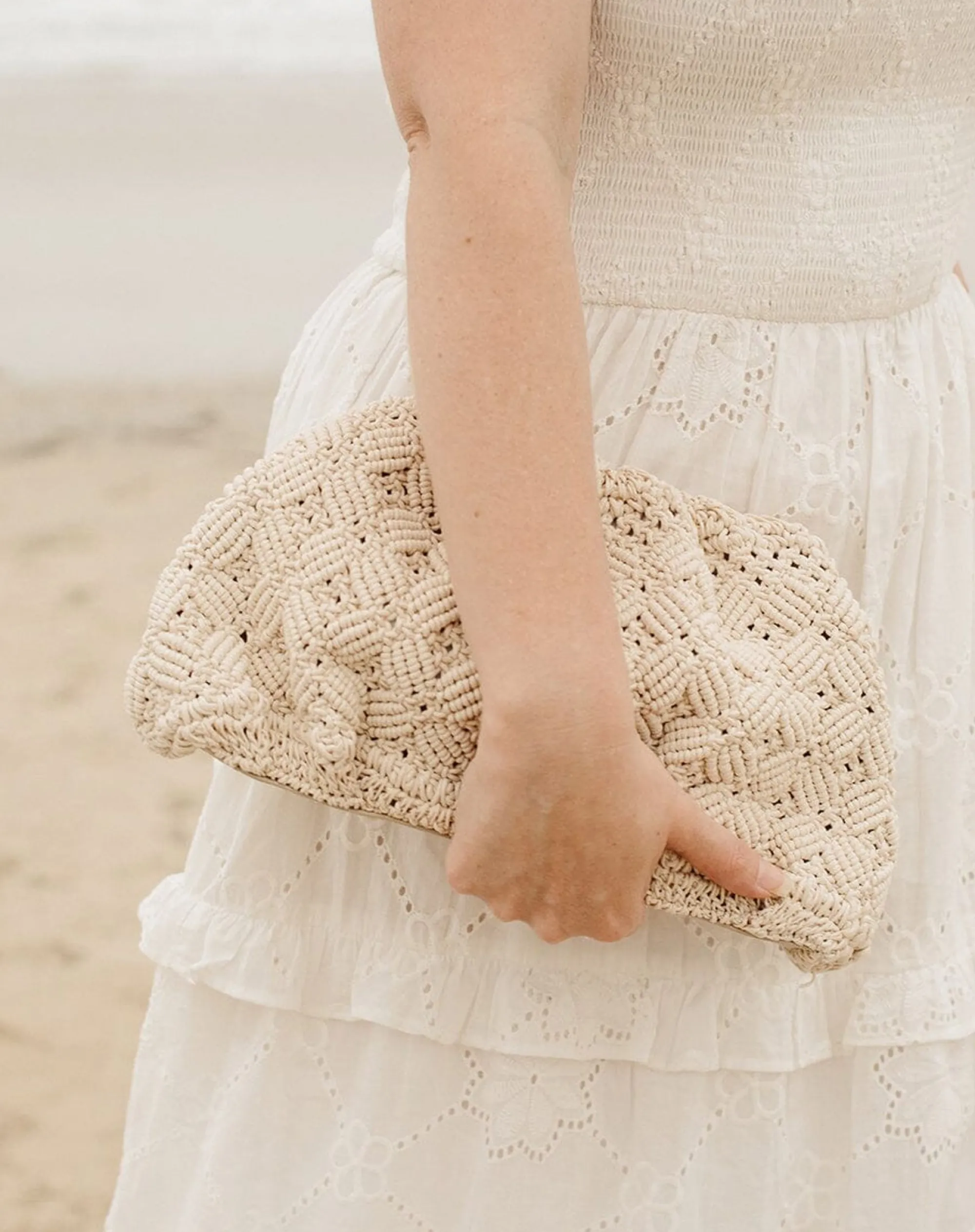 Cleobella Handbags-Aleza Macrame Clutchivory
