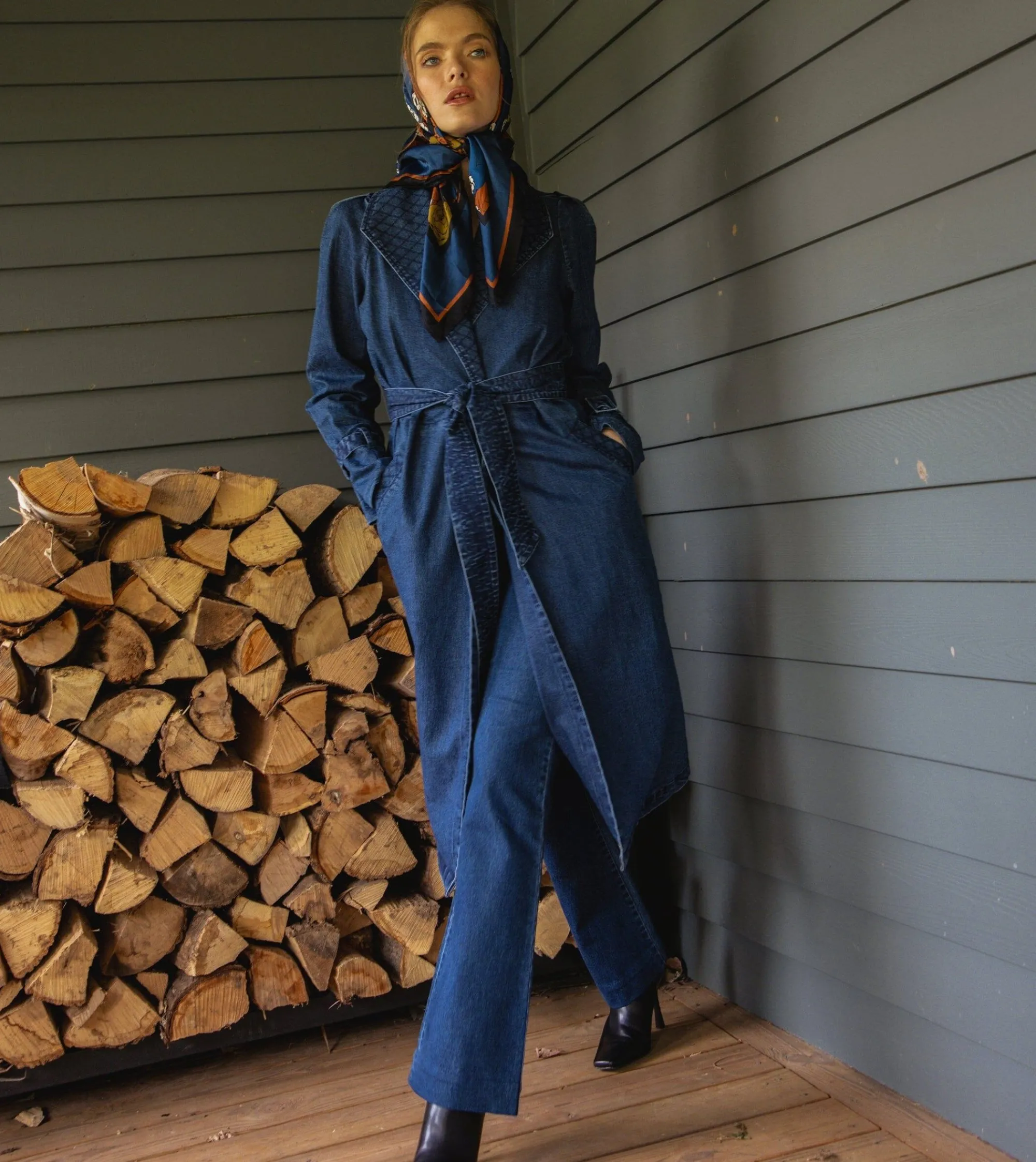 Cleobella Jackets & Sweaters-Cara Trenchmedium Wash Indigo