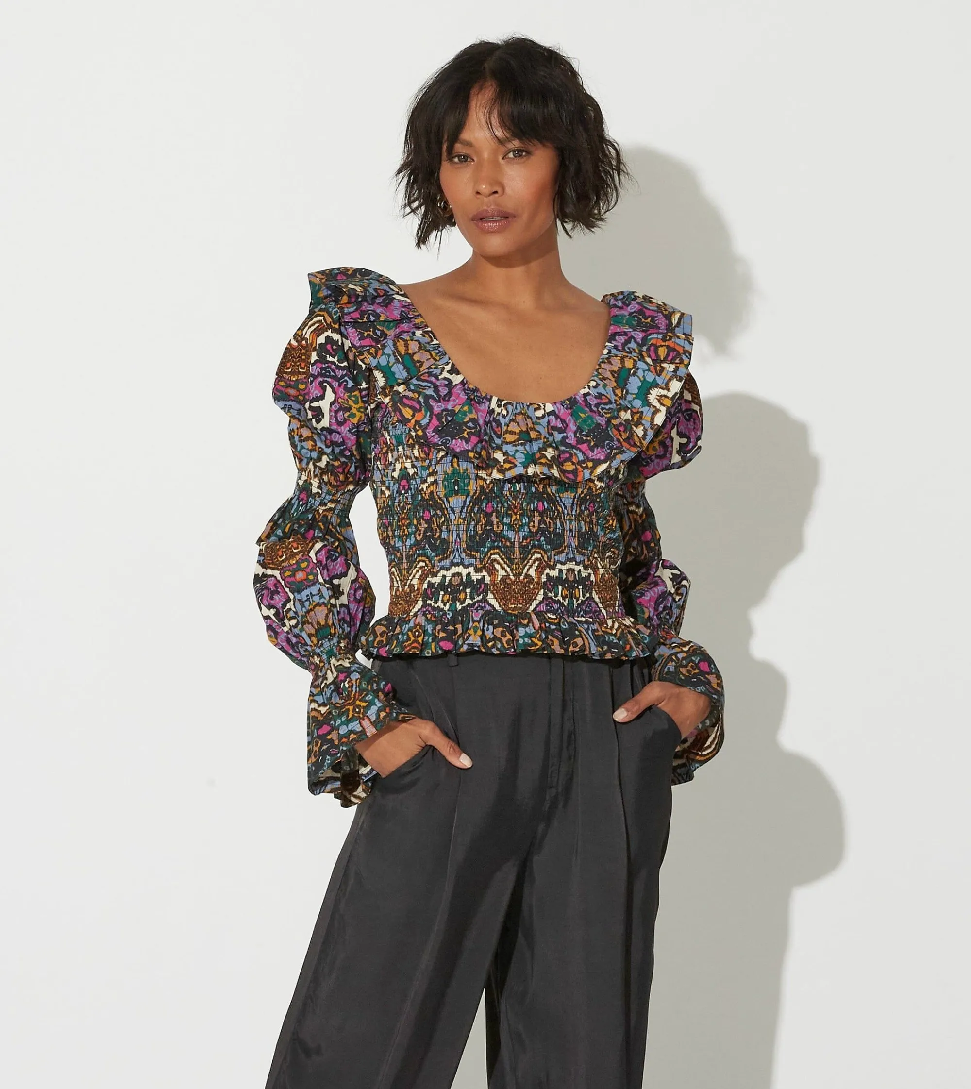 Cleobella Tops-Carmilla Blousemosaic Ikat