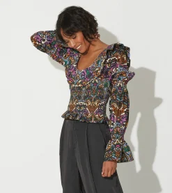Cleobella Tops-Carmilla Blousemosaic Ikat