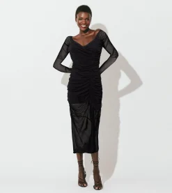 Cleobella Dresses-Chantal Mesh Midi Dressblack