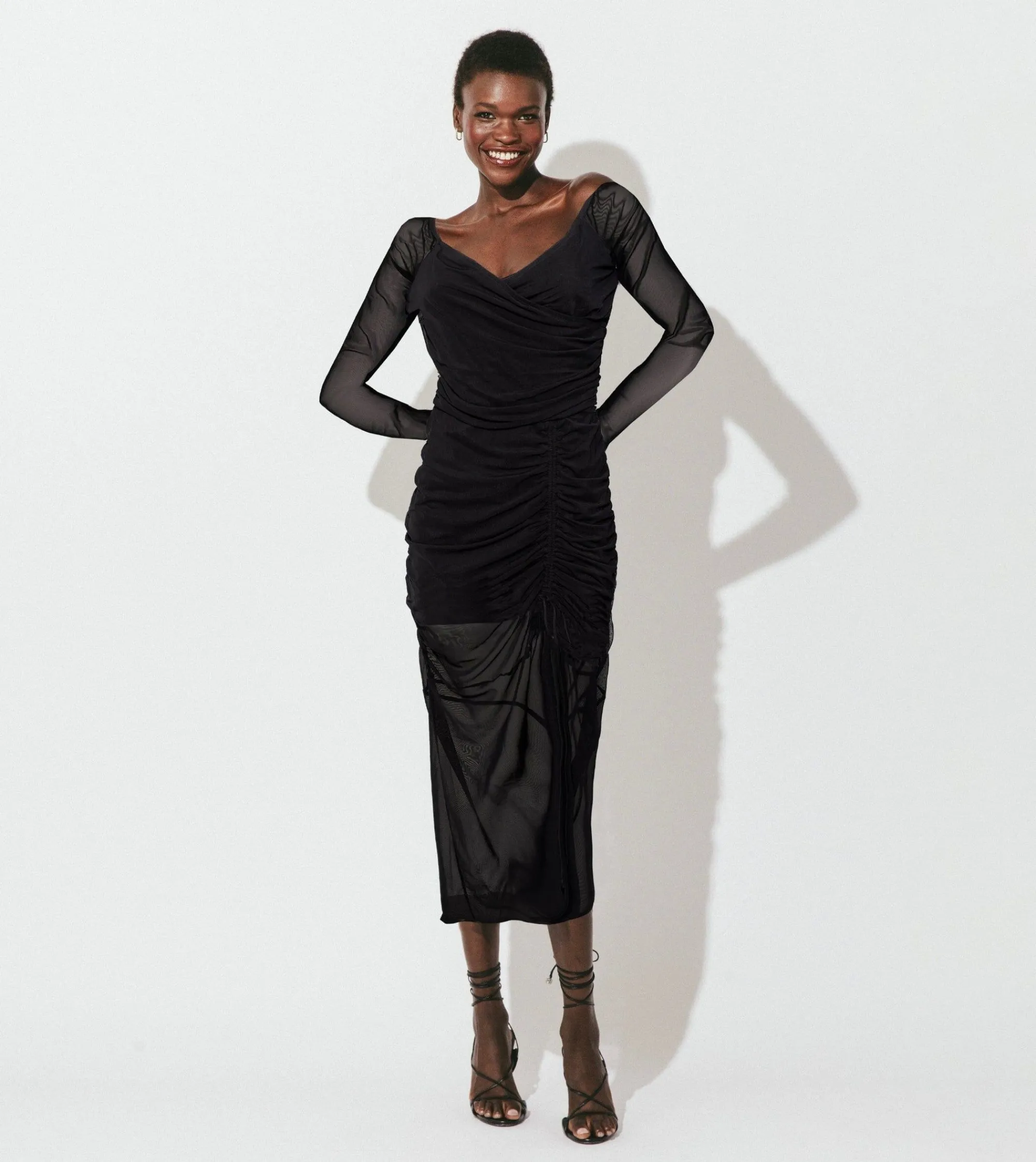 Cleobella Dresses-Chantal Mesh Midi Dressblack