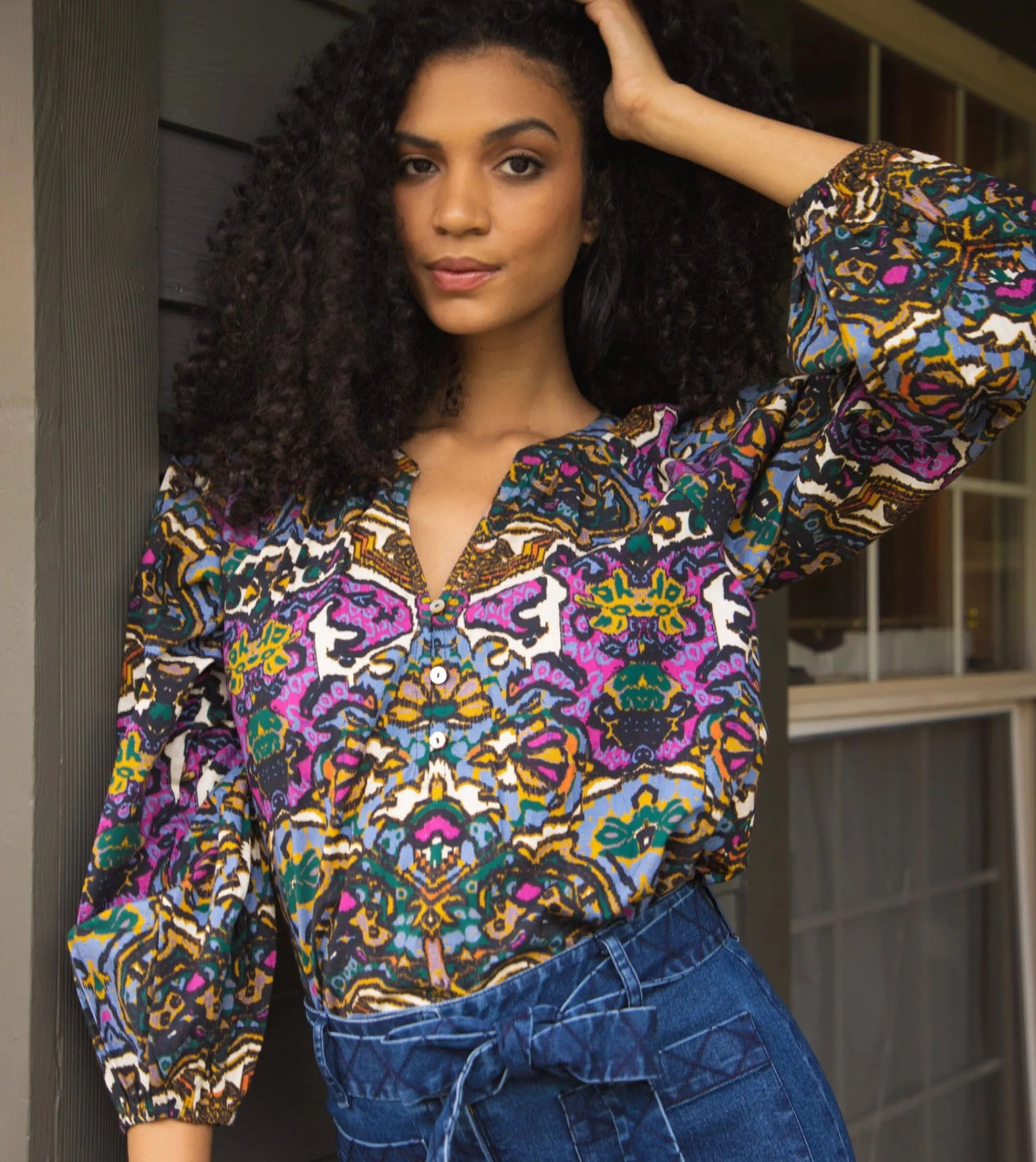Cleobella Tops-Felicia Blousemosaic Ikat