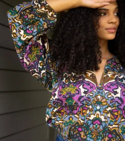 Cleobella Tops-Felicia Blousemosaic Ikat