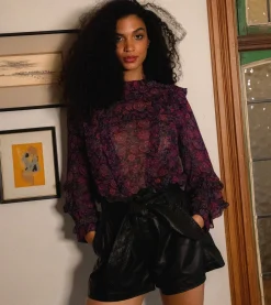 Cleobella Tops-Fiorella Blousebordeaux Floral