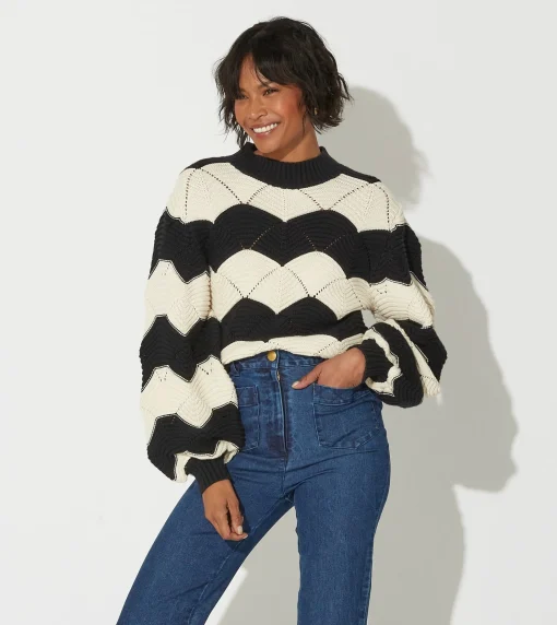 Cleobella Jackets & Sweaters-Kori Sweaterblack/Ivory