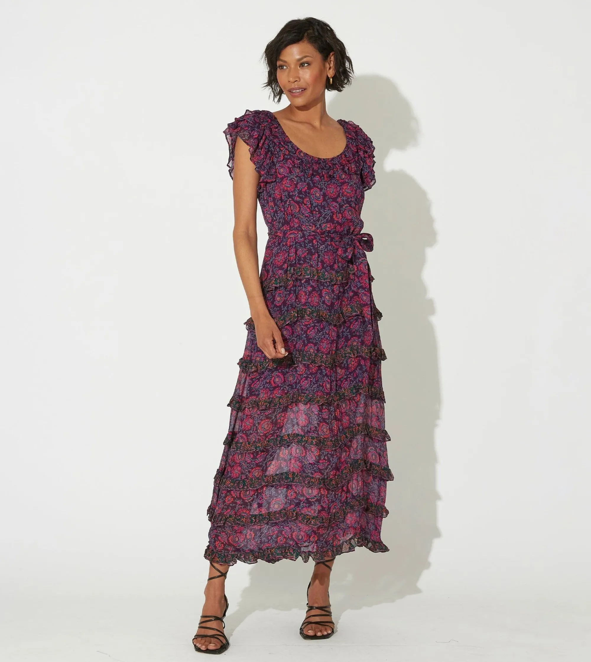 Cleobella Dresses-Milana Ankle Dressbordeaux Floral