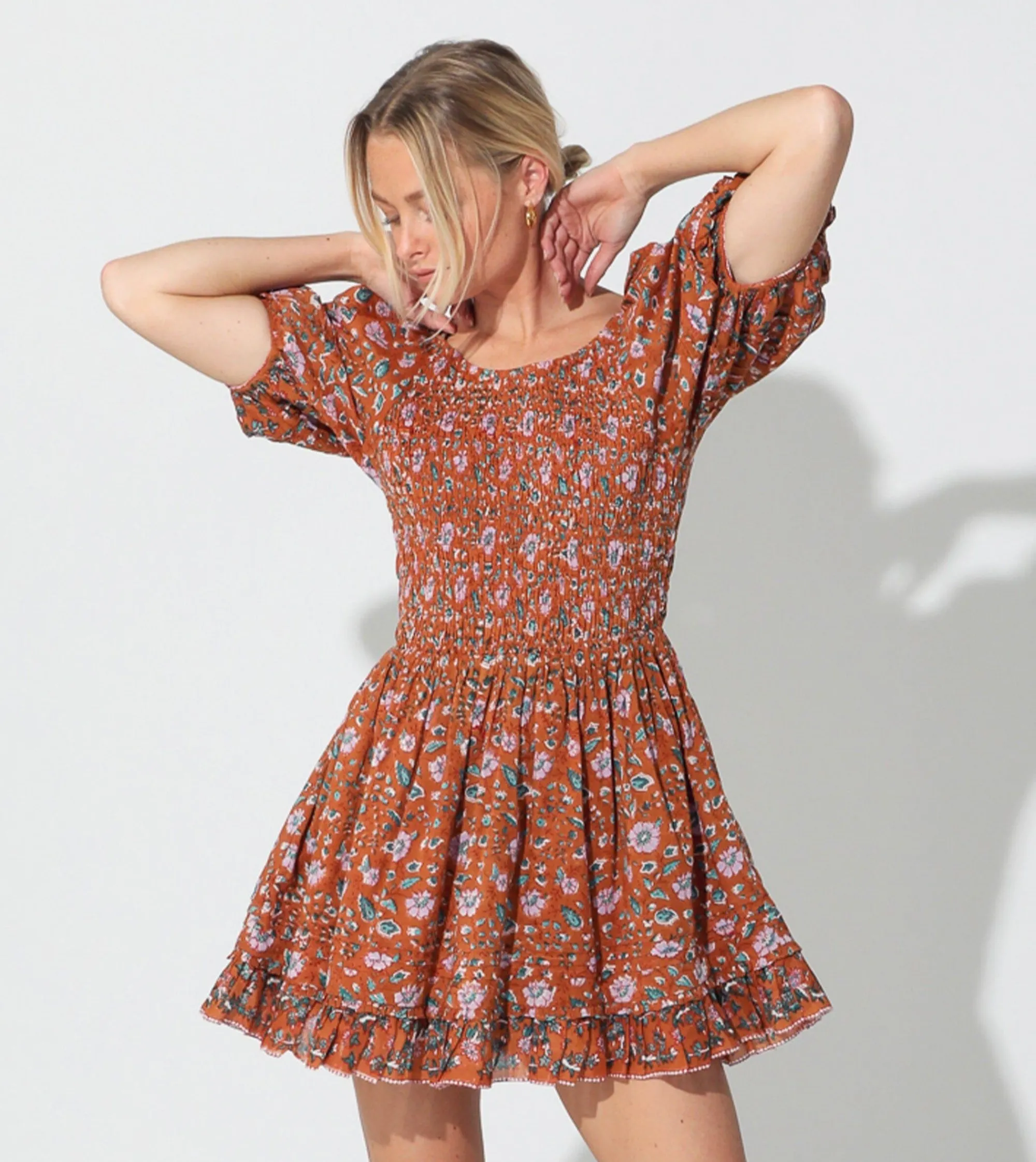 Cleobella Dresses-Mina Mini Dressterracotta Floral