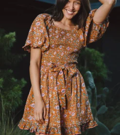 Cleobella Dresses-Mina Mini Dressterracotta Floral