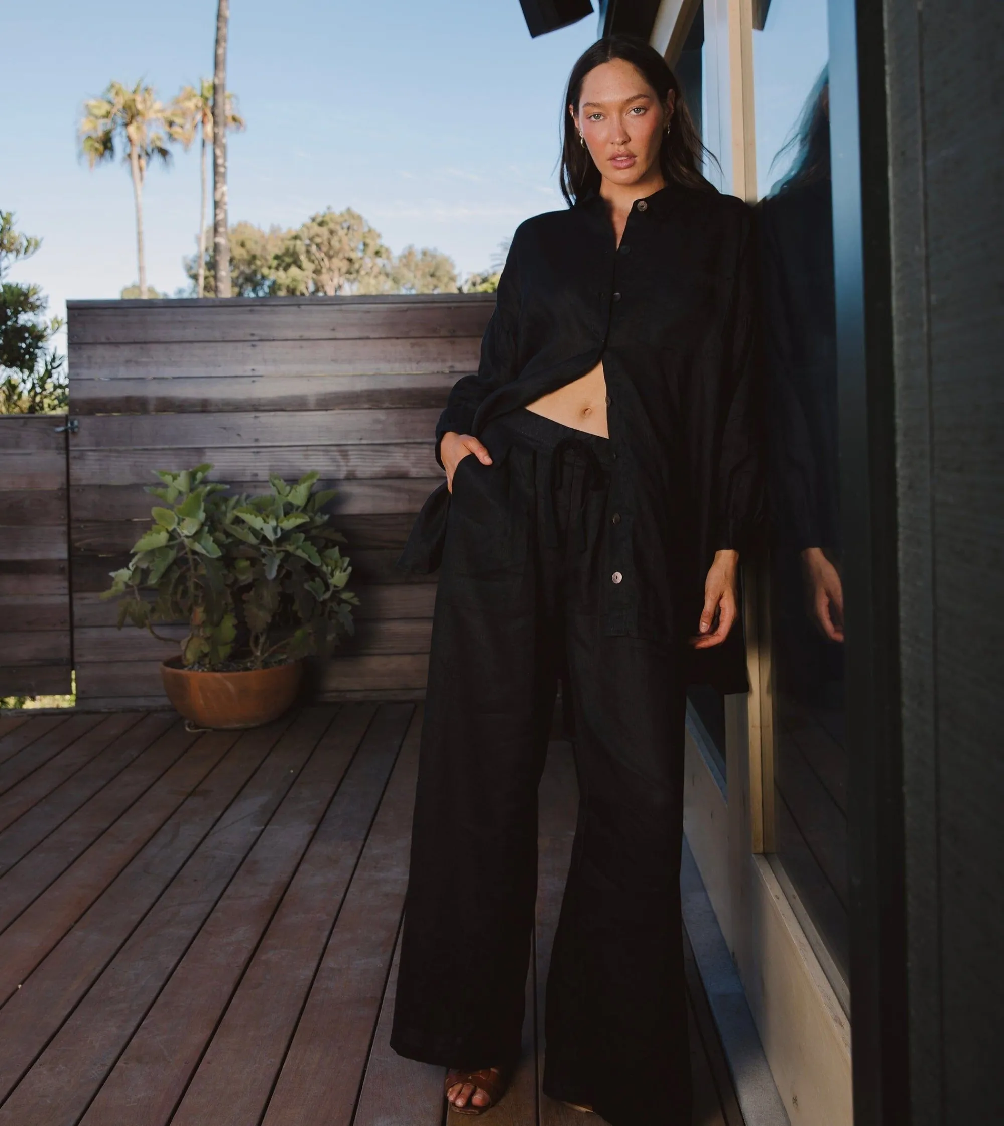 Cleobella Tops-Nusa Button Up Topblack