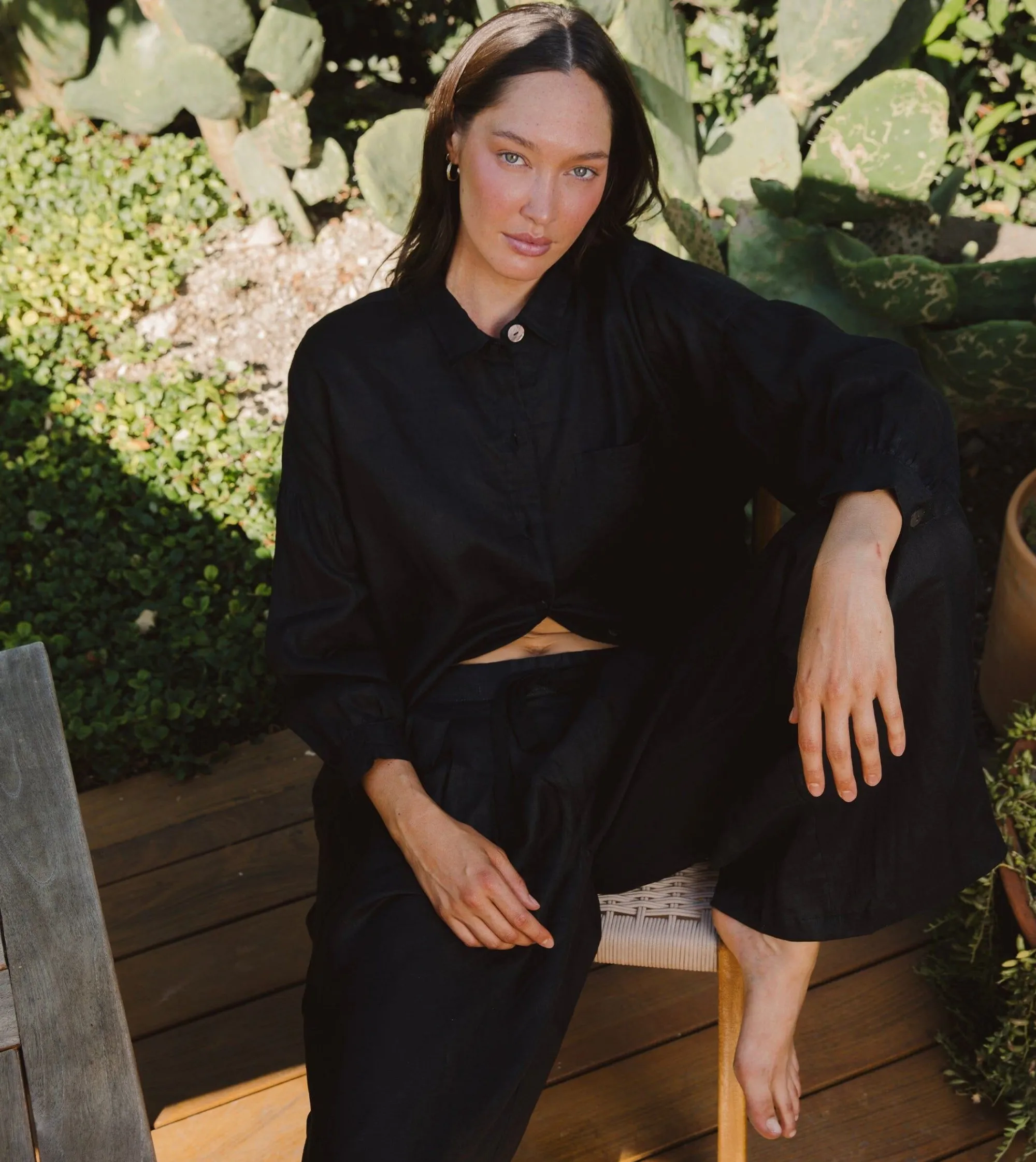 Cleobella Tops-Nusa Button Up Topblack