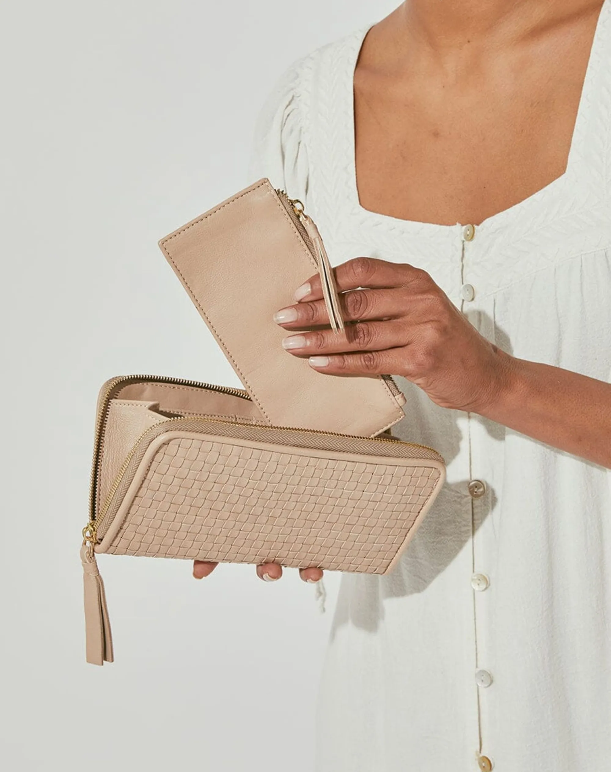 Cleobella Handbags-Tiegs Zip Walletbone