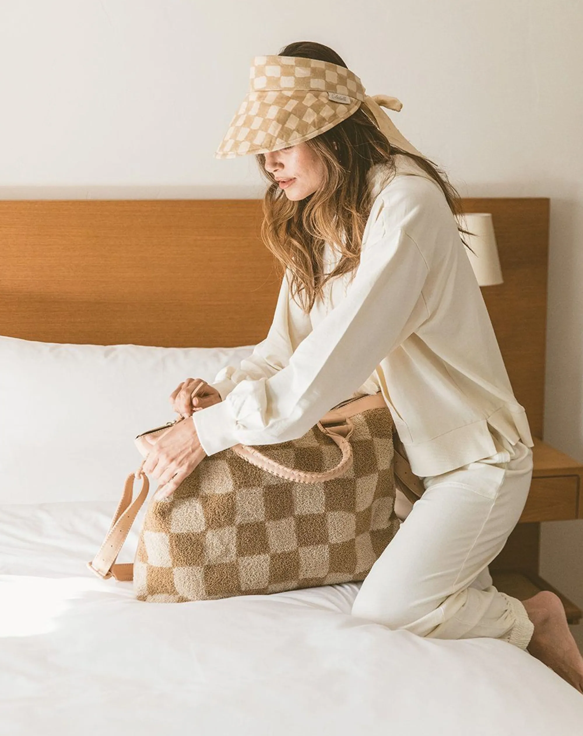 Cleobella Handbags-Weekendercheckered Beige