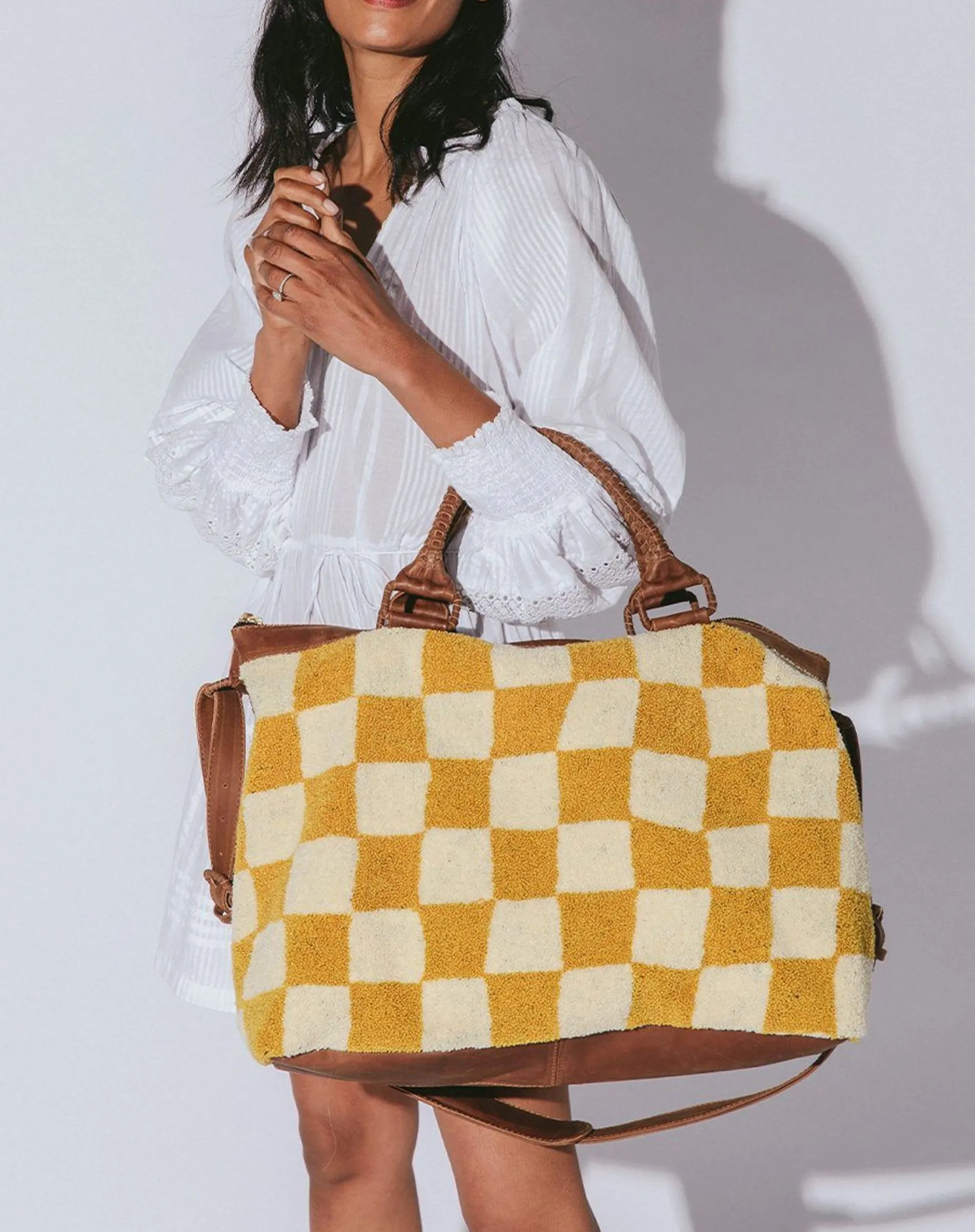Cleobella Handbags-Weekendercheckered Honey